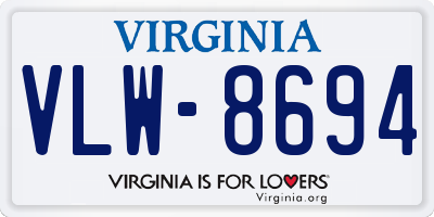 VA license plate VLW8694