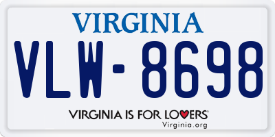 VA license plate VLW8698