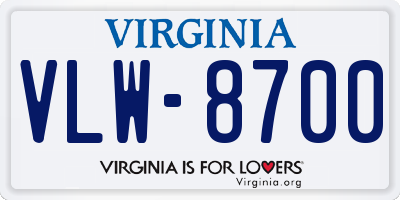 VA license plate VLW8700