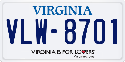 VA license plate VLW8701