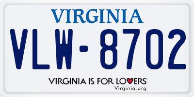 VA license plate VLW8702