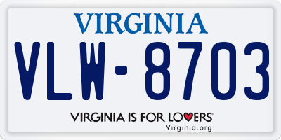 VA license plate VLW8703