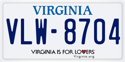 VA license plate VLW8704