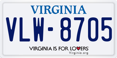 VA license plate VLW8705