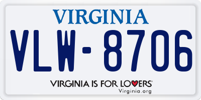 VA license plate VLW8706