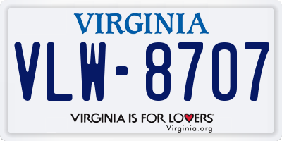 VA license plate VLW8707