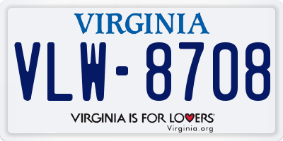 VA license plate VLW8708