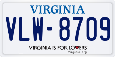 VA license plate VLW8709