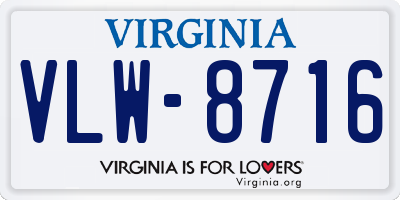 VA license plate VLW8716