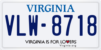 VA license plate VLW8718