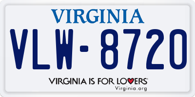 VA license plate VLW8720