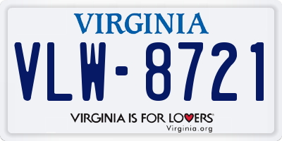 VA license plate VLW8721