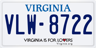 VA license plate VLW8722