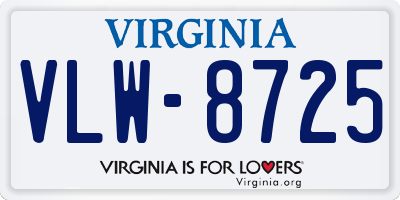 VA license plate VLW8725