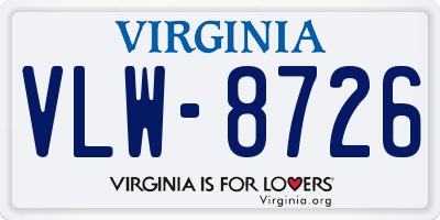 VA license plate VLW8726