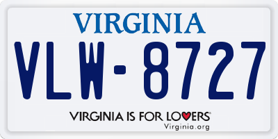 VA license plate VLW8727