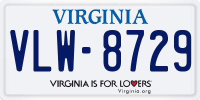 VA license plate VLW8729