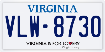 VA license plate VLW8730