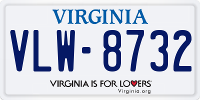 VA license plate VLW8732