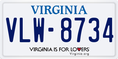 VA license plate VLW8734