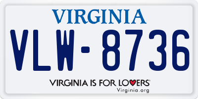 VA license plate VLW8736