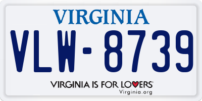 VA license plate VLW8739