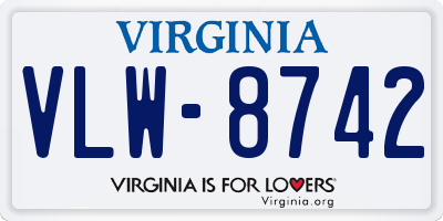 VA license plate VLW8742