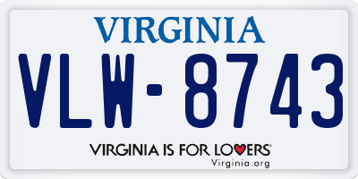 VA license plate VLW8743