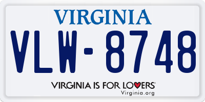 VA license plate VLW8748