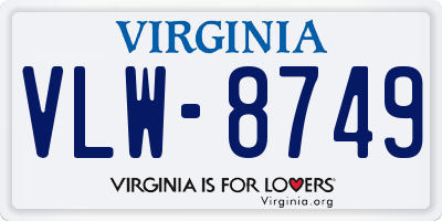 VA license plate VLW8749