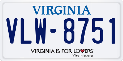 VA license plate VLW8751