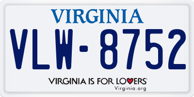 VA license plate VLW8752