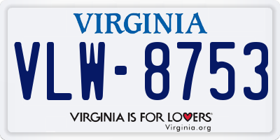 VA license plate VLW8753