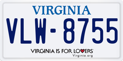 VA license plate VLW8755