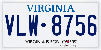 VA license plate VLW8756