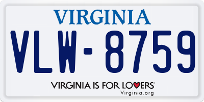 VA license plate VLW8759