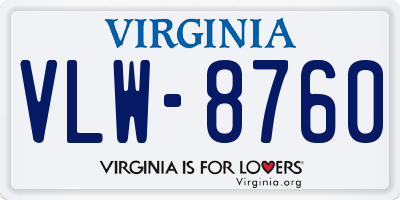 VA license plate VLW8760