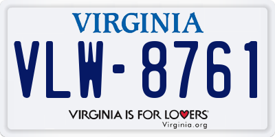 VA license plate VLW8761