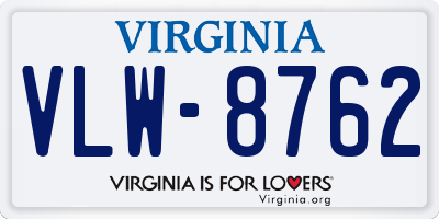 VA license plate VLW8762