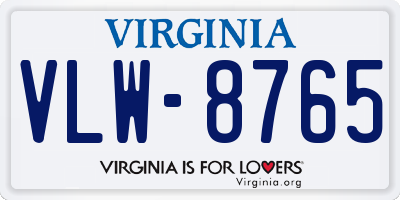 VA license plate VLW8765