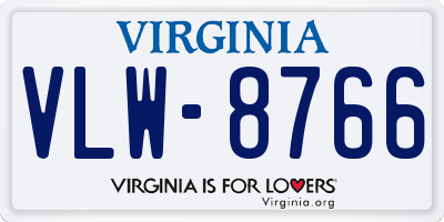 VA license plate VLW8766