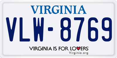 VA license plate VLW8769