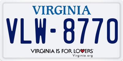 VA license plate VLW8770