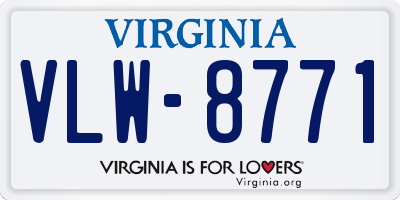 VA license plate VLW8771