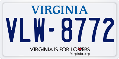 VA license plate VLW8772