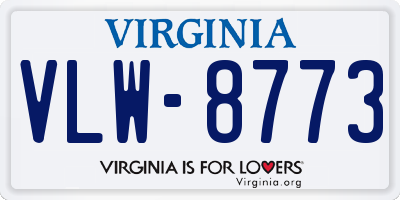 VA license plate VLW8773