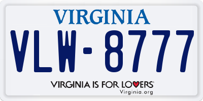 VA license plate VLW8777