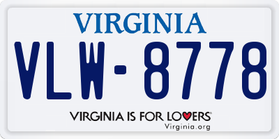 VA license plate VLW8778