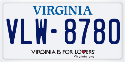 VA license plate VLW8780