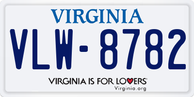 VA license plate VLW8782